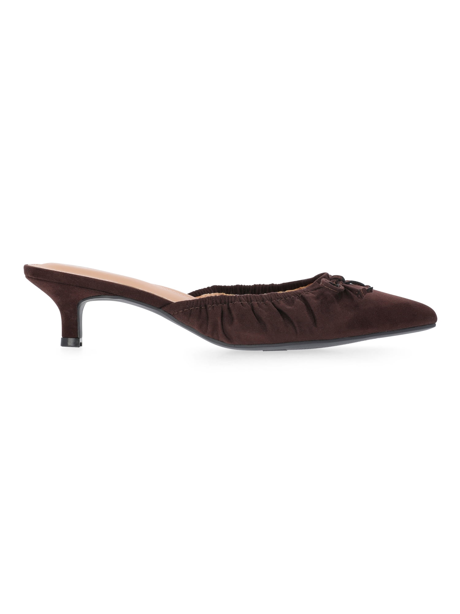 Time and Tru Women's Faux Suede Kitten Heel Mules