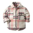 thumbnail image 2 of Boys Girls Plaid Shirt Spring Fall Long Sleeve Button Down Lapel Collared Plaid Jacket Kids Casual Outerwear, 2 of 6