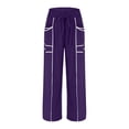 thumbnail image 4 of Womens Barrel Wide Leg Pants Plus Size Drawstring Waist Sweatpants 2025 Fall Winter Casual Trousers With Pockets, 4 of 7
