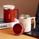 thumbnail image 1 of Taza de acero inoxidable 304, taza de café portátil, taza térmica, taza de desayuno roja para el hogar con tapa de cuchara, taza de agua para oficina, 1 of 3