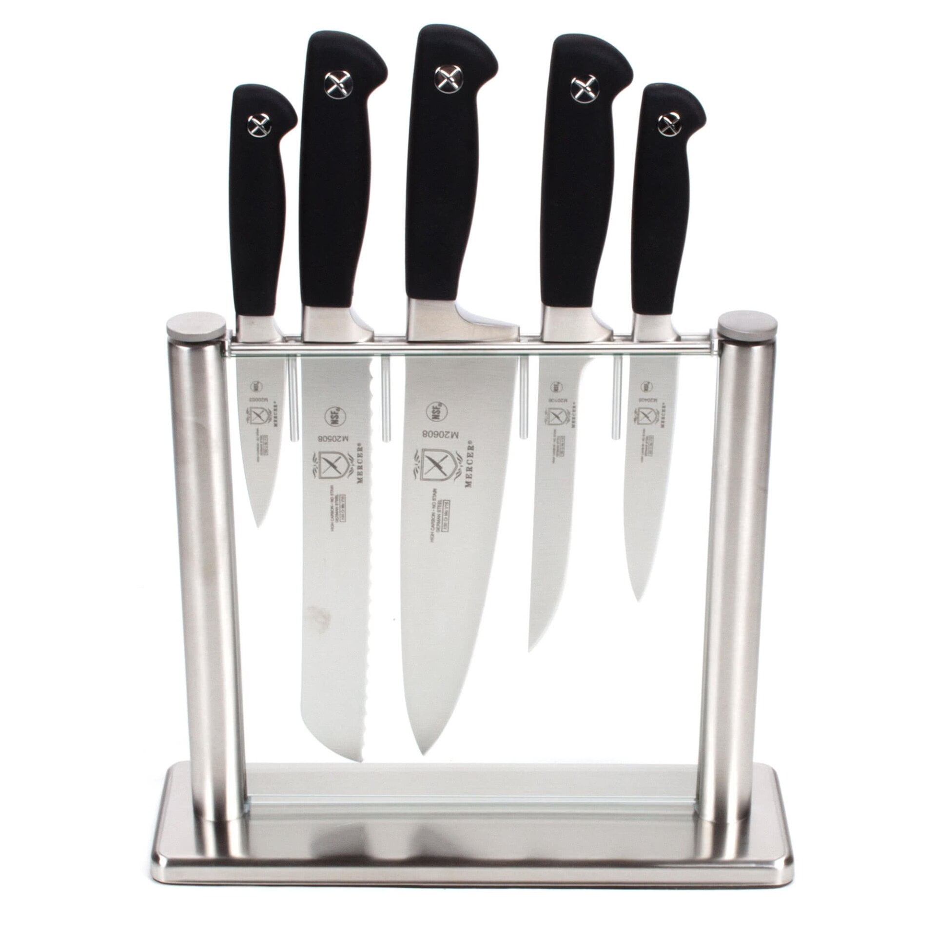 Mercer Culinary Genesis 6Piece Knife Block Set, Tempered Glass