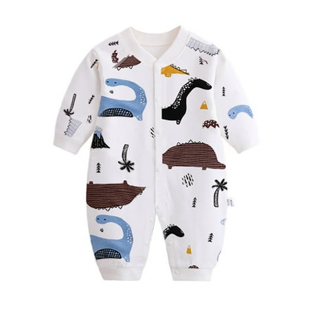 TOOYOU Boys Bodysuit New Baby Boy Girls Onesies Snap Button Long Sleeves Print Cotton Jumpsuit Playsuits Outfits Hypoallergenic Newborn Romper Size 3-6 Months Brown