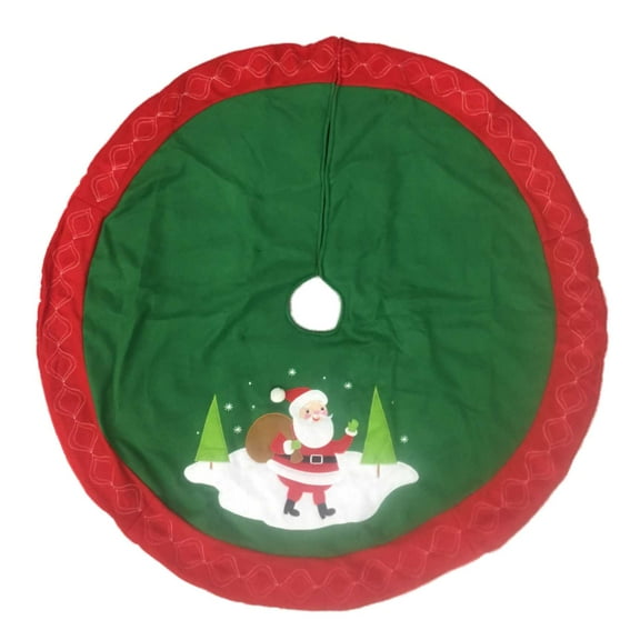 Green & Red Felt Santa Claus Christmas Tree Skirt 48 Inch Holiday Decor