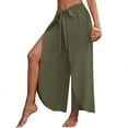 thumbnail image 3 of PNTUTB Pants for Women Solid-Color High-Waisted Slit-Leg Wide-Leg Pants Casual Bow Front Lightweight Breathable Flowing Loose Comfortable Pants, 3 of 7
