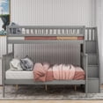 thumbnail image 3 of Twin over Full Stairway Bunk Bed with Storage, Gray, 3 of 10