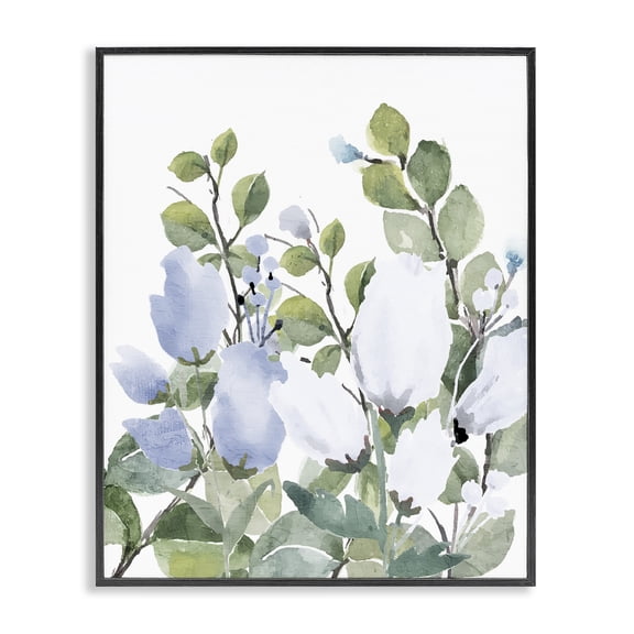Stupell Industries Blue Spring Florals Black Framed Giclee Art, design by Kim Allen