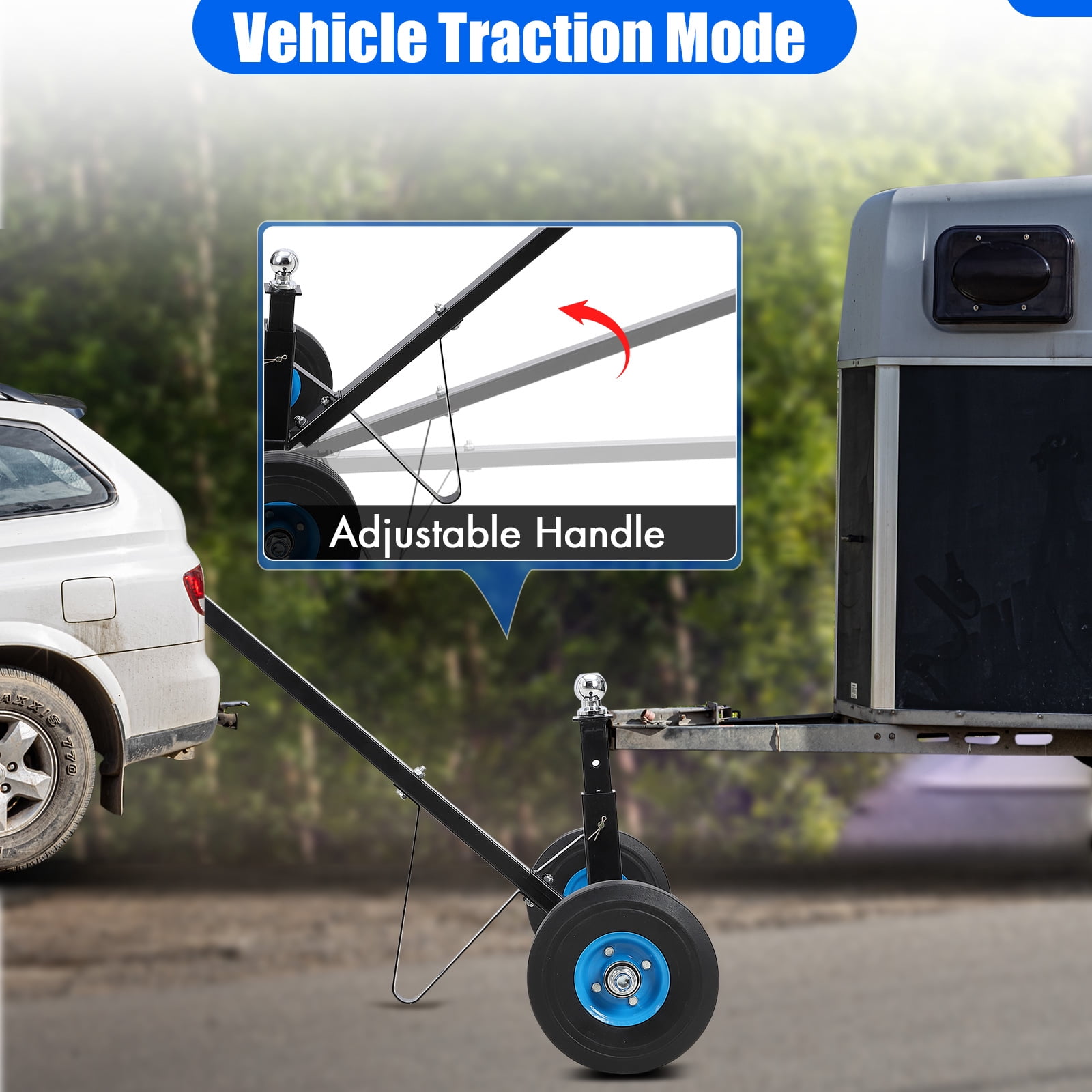 600lbs Adjustable Trailer Dolly Mover with 1-7/8" Hitch Ball, 16''-24