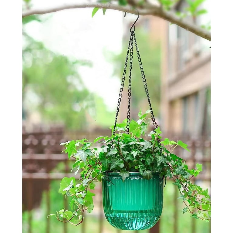 Bexikou 3 Pack Plastic Hanging Flower Pot Hanging Planters for Indoor and Outdoor Plants Small Outdoor Hanging Basket Self Watering Hanging Baskets with