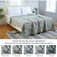 thumbnail image 3 of Coolmee Muslin Throw Blanket, Soft Breathable Yarn Dyed Jacquard Leaf Pattern Cotton Throw Blankets for Couch Bed Sofa, Blankets for Adults, Machine Wash，Bluish Grey, 50 x 60 inches, 3 of 7