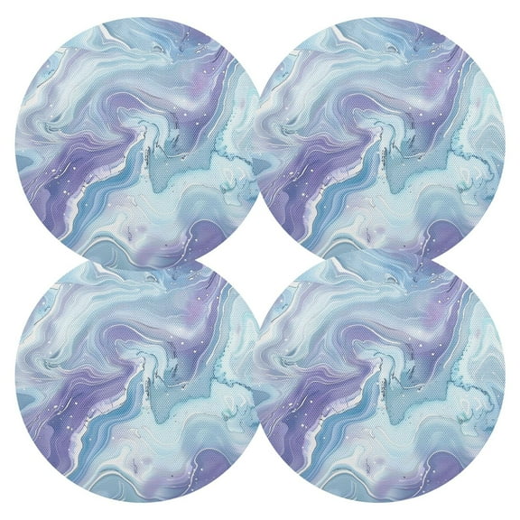 Ryvnso Blue Purple Marble Round Plate Mats Dining Table Placemat Set of 4 for Holiday Decoration