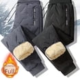 thumbnail image 1 of Pantalones de cachemira para hombre, pantalones casuales gruesos y súper gruesos con forro polar de invierno, pantalones largos holgados y cálidos de algodón de talla grande, 1 of 5