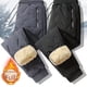 thumbnail image 4 of Pantalones de cachemira para hombre, pantalones casuales gruesos y súper gruesos con forro polar de invierno, pantalones largos holgados y cálidos de algodón de talla grande, 4 of 6