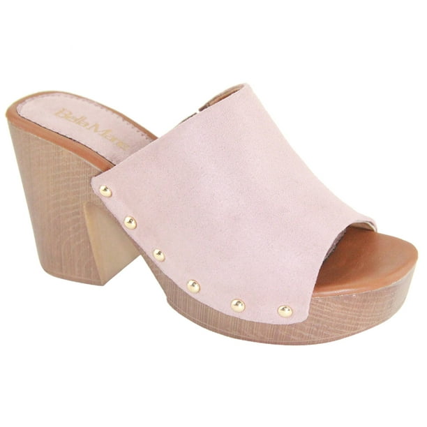 closed toe block heel mules
