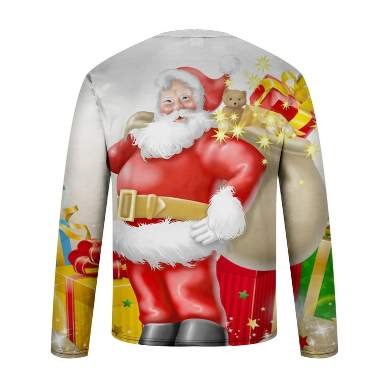 Men s Graphic T Shirts Snowman Santa Claus 3D Print Casual Ugly Christmas Sweater Sweatshirts Crewneck Pullovers Walmart