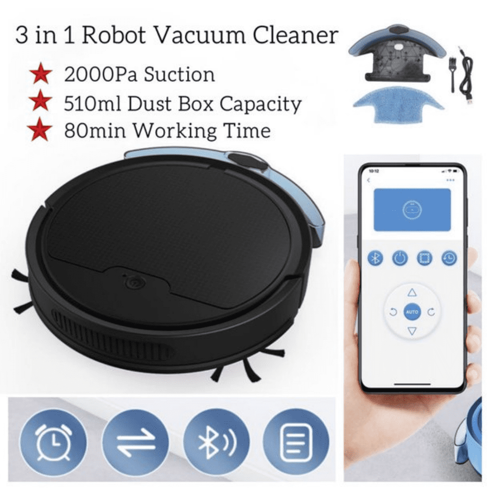 Cordless Robot Vacuum Cleaner 3 in 1 Robot Vacuum and Mop Combo with
