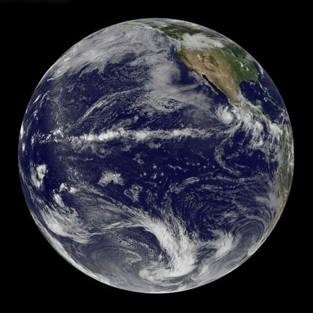 Satellite image of Earth centered over the Pacific Ocean on June 17 2010 Poster