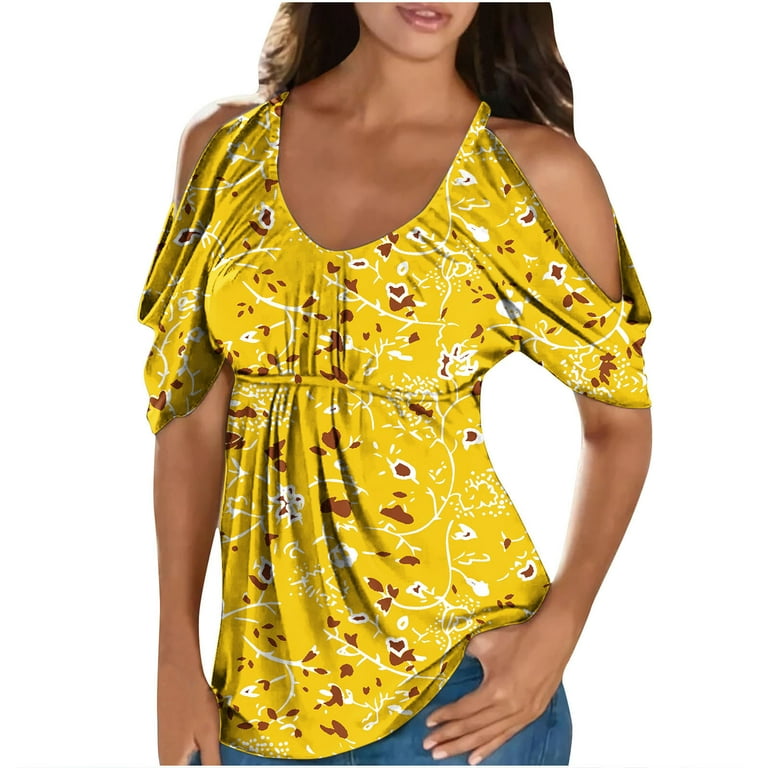 Casual Printing Elastic Waist Off Shoulder Blouses Casual Printing Elastic Waist Off Shoulder Blouses