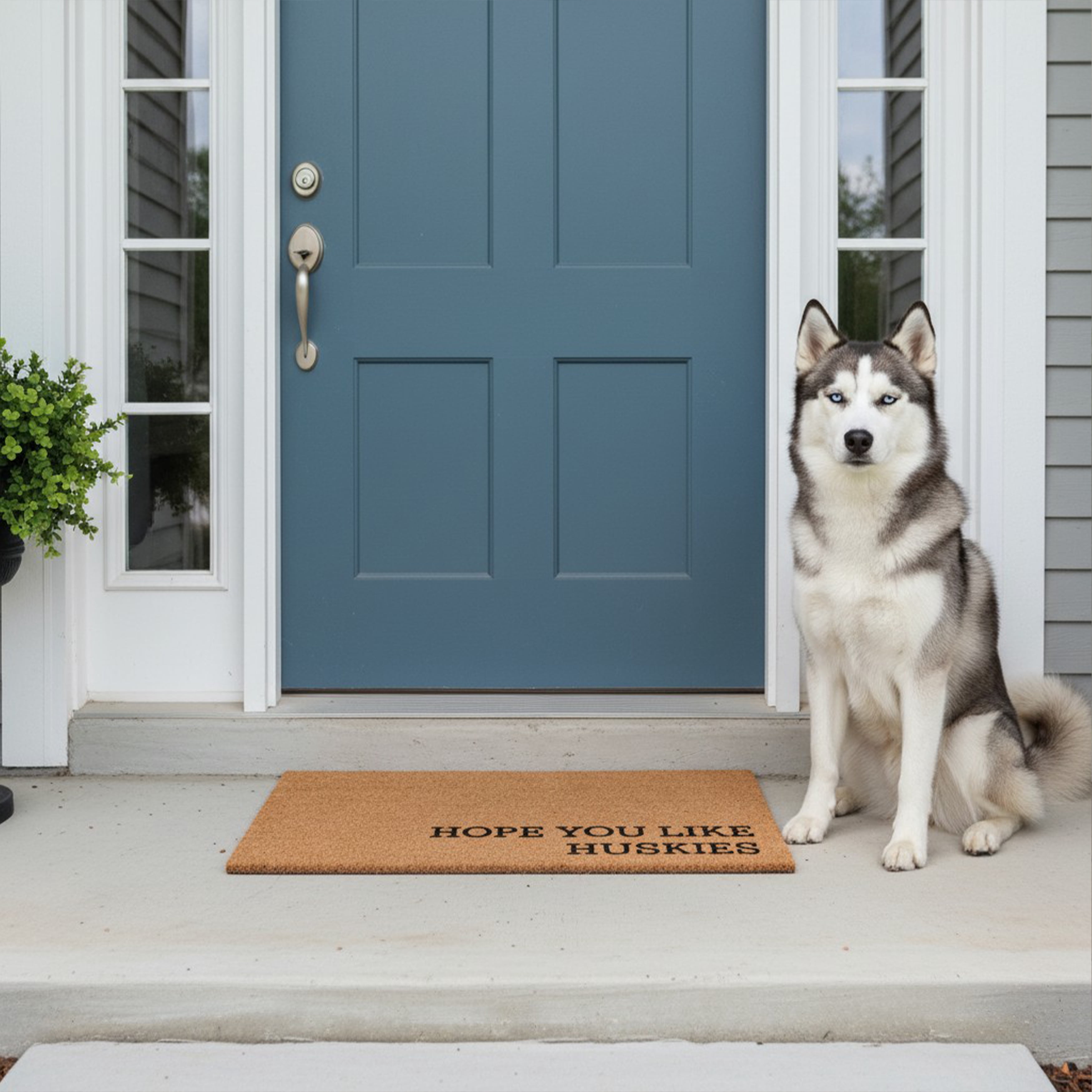 Hope You Like Huskies Non Slip Vinyl Backing, Front Door Mat, Entryway Door Mat, 17"x29"