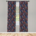 thumbnail image 4 of Ambesonne East Window Curtains, Koi Fish and Botanical Motif, Each 28" W x 84" L, Coral Red and Indigo, 4 of 4