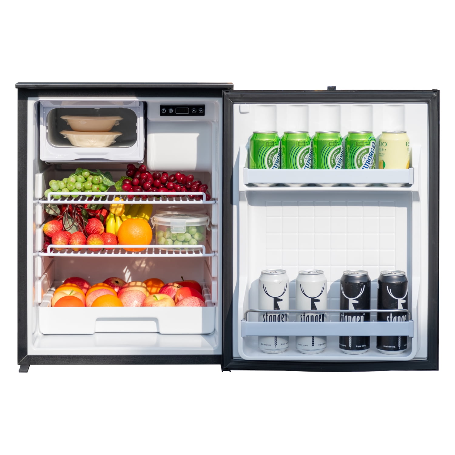 SMAD 3 Cu ft RV Compact Portable Car Refrigerator, 85L Fridge and Freezer, DC 12/24V Reversible Door