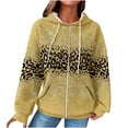 thumbnail image 2 of POTETI Womens Plus Size Hoodies Casual Long Sleeve Zipper Pullover Tops Waffle Knit Leopard Hooded Sweatshirts, 2 of 7