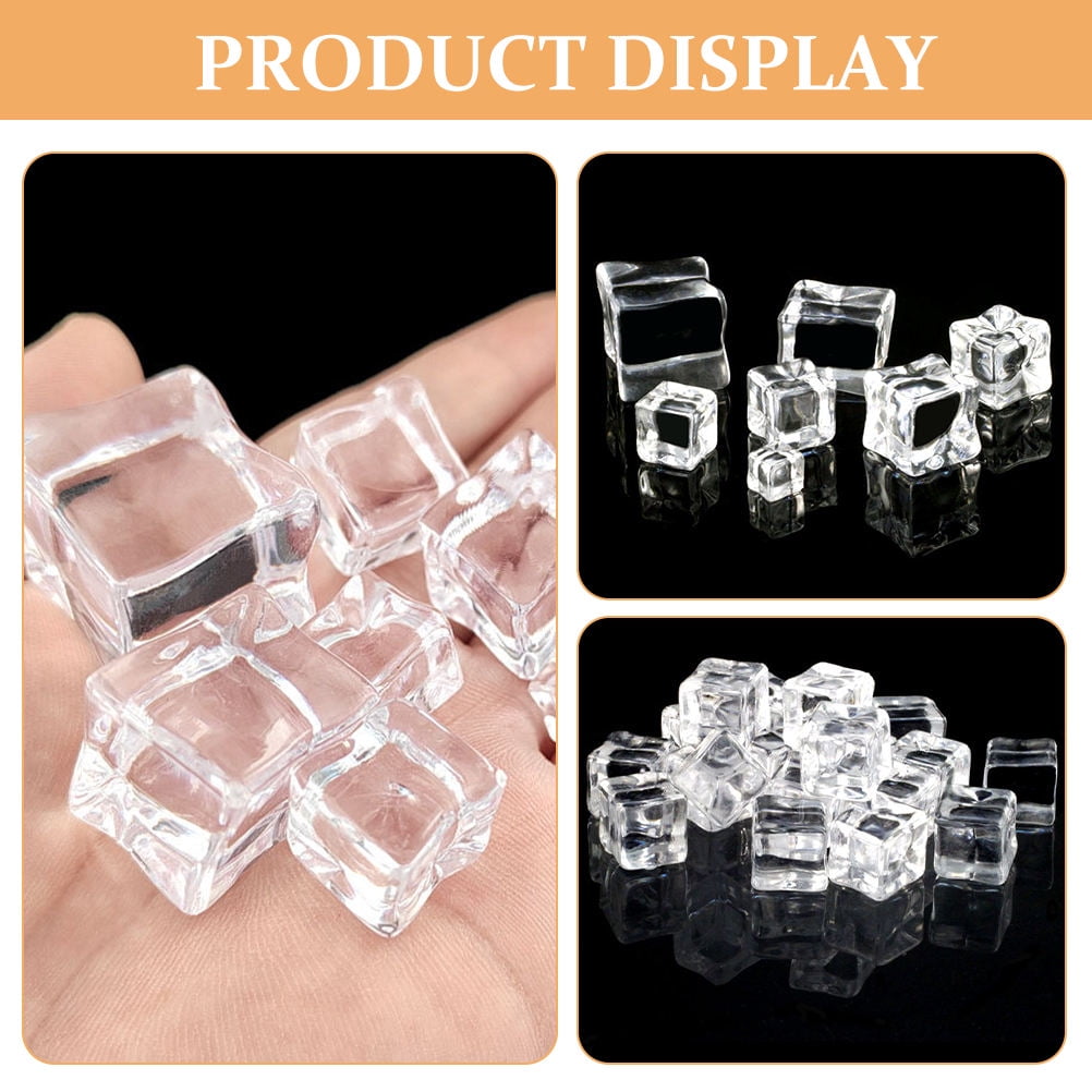 200pcs Acrylic Fake Ice Cubes – Reusable Clear Ice Props For Photography, Decoration