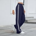 thumbnail image 6 of BRDFRL Y2K Vintage Track Pants Women Low Waist Side Striped Drawstring Straight Leg Loose Fit Joggers Navy M, 6 of 7