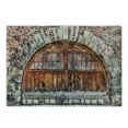 thumbnail image 1 of Rustic Cutting Board, Photograph of a Brick Stone RampArt with Oval Gate with Dated Materials Art, Decorative Tempered Glass Cutting and Serving Board, Small Size, Grey Brown, by Ambesonne, 1 of 1