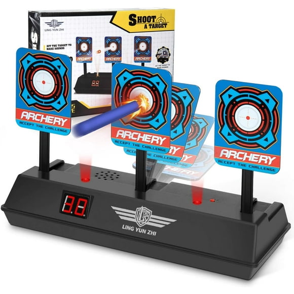 Cible Électrique pour Pistolet Nerf, Réinitialisation Automatique, Cible de Pointage à Effet Lumineux et Sonore Intelligent pour Nerf N-Strike Elite / Mega / Rival Series (Cible Seulement)