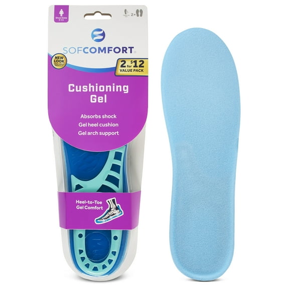 Sof Comfort Cushioning Gel Insole 2-Pack, Women's 5-10 Trim-to-Fit