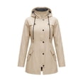 thumbnail image 4 of Mifsaly Womens Windbreaker Jacket Lightweight Windproof Hooded Full Zip Trench Coat Outdoor Hiking Camping Travel Outerwear with Adjustable Drawstring and Pockets Beige,S, 4 of 9