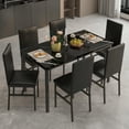 thumbnail image 2 of Dining Table with 6 High-back Upholstered Chairs, Modern Dinette Set, Dining Table and Chairs Set for 6 Persons, Small Home Kitchen Dining Table Set, Ideal for Apartment Breakfast Nook Bar, B1464, 2 of 10