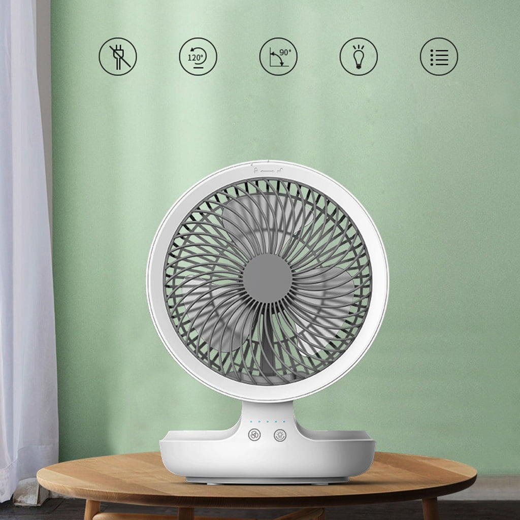 ZUARFY 4000mAh USB Rechargeable Air Circulation Fan 120 Degree Oscillation 4 Speed Foldable Fan With LED Light for outdoor Home