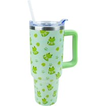 40 oz Frog Tumbler with Handle and Straw Lid Leak Proof, Frogs Design Coffee Travel Mug with Handle Insulated for Hot and Cold Drink Ice, Christmas Birthday Gifts for Women Who Love Frogs