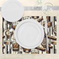 thumbnail image 3 of Ambesonne Man Cave Place Mats Set of 4, Iced Whiskey Watches Cigar, Standard Size, Amber Brown and Taupe, 3 of 5