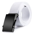 thumbnail image 1 of Plain Canvas Military Web Belt Solid Black Metal Roller Buckle Mens Womens, 1 of 4