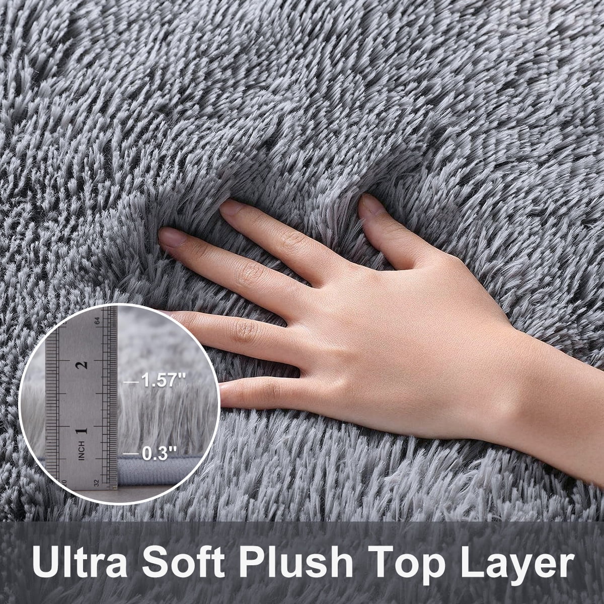Cshidworld Area Rugs for Living Room Bedroom, 5x8 Ultra Soft Comfy Fluffy Thickened Memory-Foam Indoor Carpets, Modern Aesthetic Minimalist Carpet for Teen Adults Apartment Bedroom Home Decor, Gray