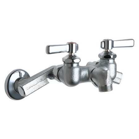 Mount Gotham Spout - Chicago Faucets 305-R Wall Mounted Service Sink Faucet with Rigid Spout with Pail Hook and Metal Lever Handles