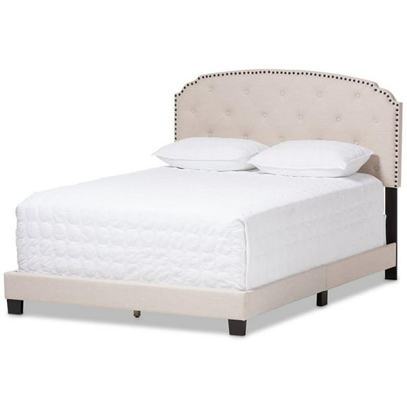 Baxton Studio Lexi Tufted Full Low Profile Bed in Light Beige