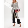 thumbnail image 4 of Multitrust Women's Spring Autumn Long Knitwear Long Sleeve Lapel Button Down Striped Sweater with Pockets, 4 of 9