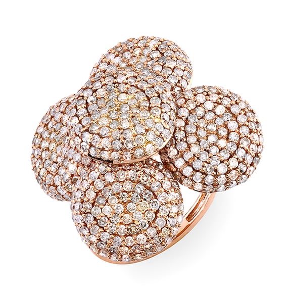 4.00 Carat (ctw) 14k Rose Gold White & Champagne Round Diamond Ladies Cocktail Ring