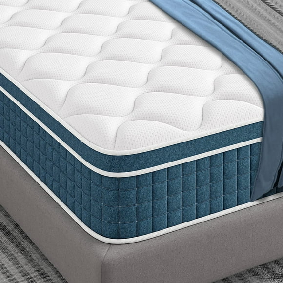 koorlian Twin XL Mattress - 10 Inch Hybrid Innerspring Mattress in a Box, Breathable Memory Foam and Pocket Spring Mattress for Cool Comfort Sleep, Mattress-Twin XL, 180 Night Trial