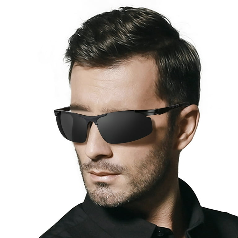 LVIOE Polarized Sunglasses for Men Driving Fishing Cycling, Rectangle Metal  Frame HD UV Protection Ultra Light Sports Glasses