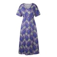 thumbnail image 5 of EGNMCR Robes d'Été Femmes Tendance 2024 Mode Femmes Col en V Imprimé Manches Courtes Patchwork Décontractée Longue Robe, 5 of 5