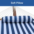 thumbnail image 3 of Prime Garden Double Quilted Fabric Hammock with Pillow, Hardwood Spreader Bars, Heavy Duty 450-Pound Weight Capacity, Perfect for Outdoor Patio Yard Beach, Navy Blue Stripe, 3 of 7