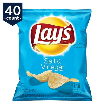 Lay's Potato Chips Snack Pack, Salt & Vinegar, 1 oz Bags, 40 (Best Salt And Vinegar Potato Chips)