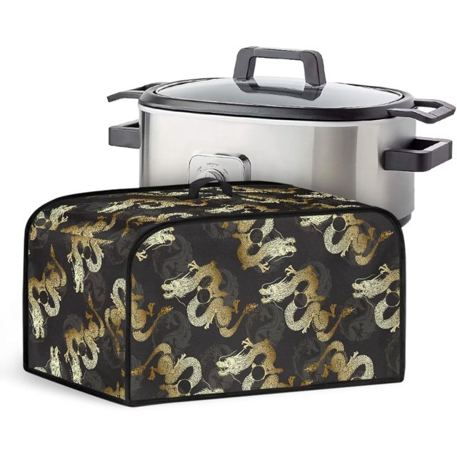 Water Resistant Protector for Slow Cooker Small Appliance Covers Portable Dust Cover with Mesh Pocket and Handy Handle Keep Your Kitchen Appliances Clean, Dragon, CZA64