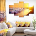 thumbnail image 1 of Bright Yellow Sky with Foam Waves - Large Seashore Canvas Print, 1 of 3