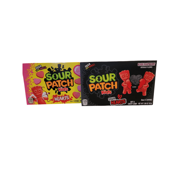 Sour Patch Kids Valentine's Hearts Theater Box(3.1oz) & Sour Hearts Theater Box (3.98oz)