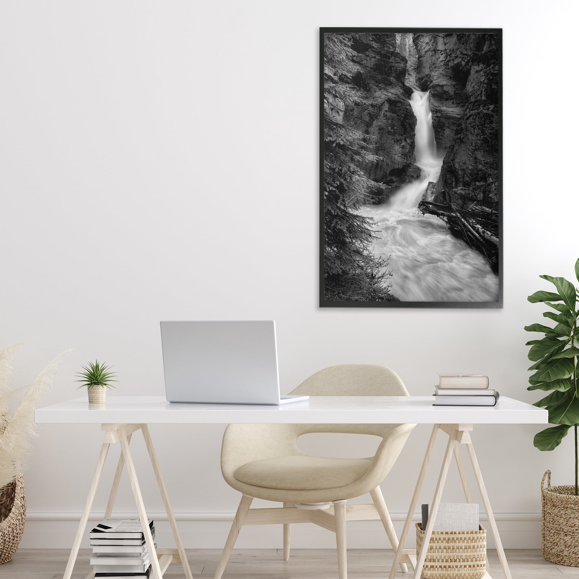 Stupell Industries Banff National Park Waterfall Black Framed Giclee Art, design by Jon Evan